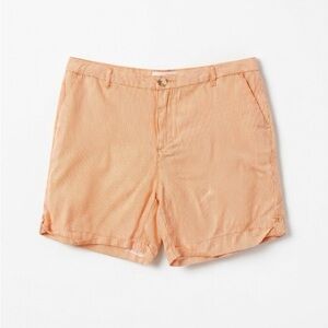 Le Tigre Striped Linen Blend Cuffed Shorts Button Front Zip Closure Pockets 🧡🤍